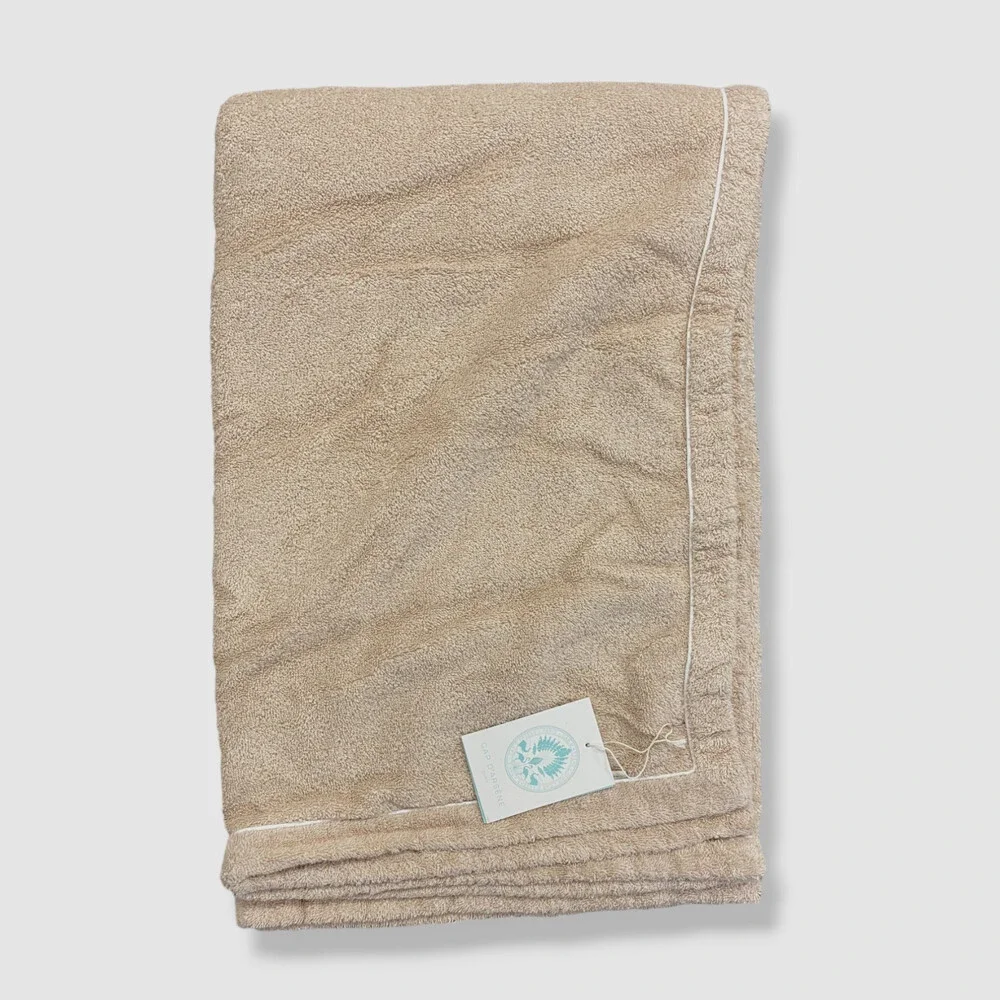 $111 Cap d'Arsène Beige White Serviette De Plage Shower Pool Beach Bath Towel